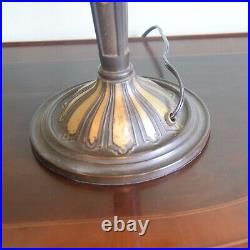 Matched Pair Bradley and Hbbard Slag Glass Panel Lamps