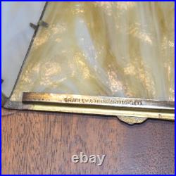 Matched Pair Bradley and Hbbard Slag Glass Panel Lamps