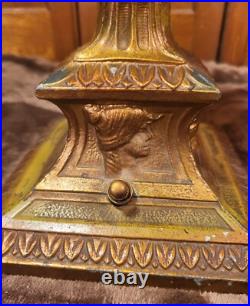 Matched Pair of Antique Slag Glass Mantle Lamps