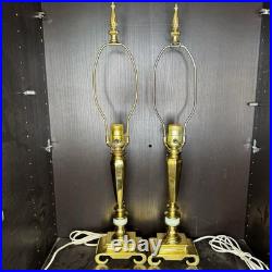 Matching Pair Of Uranium Glass Table Lamps Vintage Antique Slag Glass Jadeite