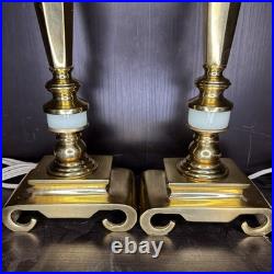 Matching Pair Of Uranium Glass Table Lamps Vintage Antique Slag Glass Jadeite