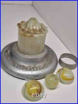 Mcm Art Deco Floor Lamp Smoking Stand Slag Glass And Metal Parts