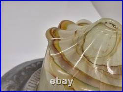 Mcm Art Deco Floor Lamp Smoking Stand Slag Glass And Metal Parts