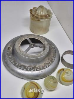 Mcm Art Deco Floor Lamp Smoking Stand Slag Glass And Metal Parts