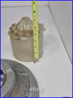 Mcm Art Deco Floor Lamp Smoking Stand Slag Glass And Metal Parts