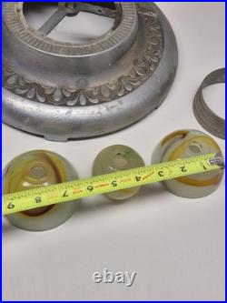Mcm Art Deco Floor Lamp Smoking Stand Slag Glass And Metal Parts