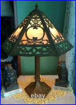 Medium size Empire Slag glass lamp Tiffany Handel Miller B&H arts crafts era