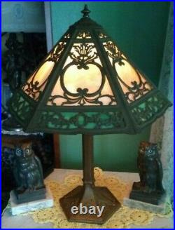 Medium size Empire Slag glass lamp Tiffany Handel Miller B&H arts crafts era