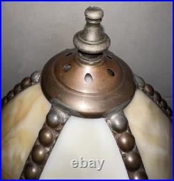Meyda Tiffany Currier & Ives Slag Glass Lamp Catching Trout Duck Shooting Rare
