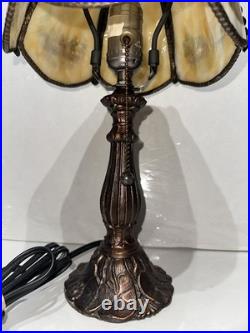 Meyda Tiffany Currier & Ives Slag Glass Lamp Catching Trout Duck Shooting Rare