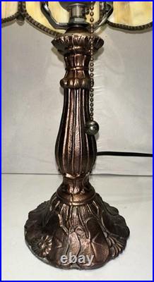 Meyda Tiffany Currier & Ives Slag Glass Lamp Catching Trout Duck Shooting Rare