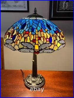 Meyda Tiffany Stained Glass Dragonfly Lamp Slag Glass, Mission Stand 22.5 Tall Meyda Tiffany Stained Glass Dragonfly Lamp Slag Glass, Mission Stand 22.5 Tall
