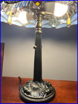 Meyda Tiffany Stained Glass Dragonfly Lamp Slag Glass, Mission Stand 22.5 Tall