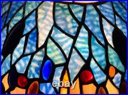 Meyda Tiffany Stained Glass Dragonfly Lamp Slag Glass, Mission Stand 22.5 Tall