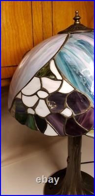 Meyda Tiffany Table Lamp withSlag Glass Shade. Floral Shade withbronze Tree Base. 22 Meyda Tiffany Table Lamp withSlag Glass Shade. Floral Shade withbronze Tree Base. 22
