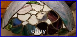 Meyda Tiffany Table Lamp withSlag Glass Shade. Floral Shade withbronze Tree Base. 22