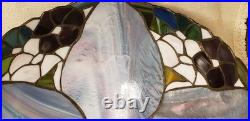 Meyda Tiffany Table Lamp withSlag Glass Shade. Floral Shade withbronze Tree Base. 22