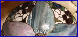 Meyda Tiffany Table Lamp withSlag Glass Shade. Floral Shade withbronze Tree Base. 22
