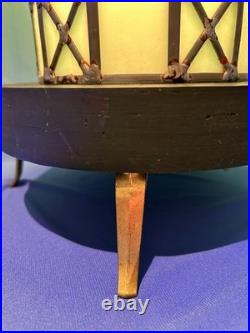 Mid Century Leaded Slag Glass Table Lamp, Mission Style Craftsman