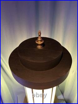 Mid Century Leaded Slag Glass Table Lamp, Mission Style Craftsman