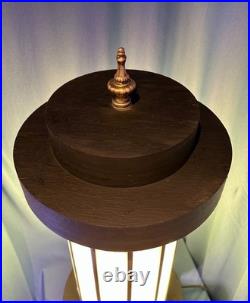 Mid Century Leaded Slag Glass Table Lamp, Mission Style Craftsman