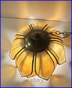 Mid Century Lotus Slag Hanging Lamp 14 Pedals