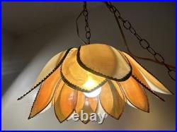 Mid Century Lotus Slag Hanging Lamp 14 Pedals