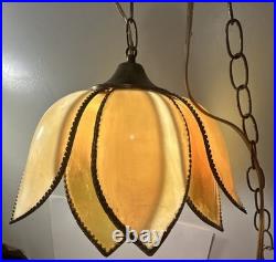 Mid Century Lotus Slag Hanging Lamp 14 Pedals