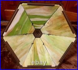 Mid Sized Antique Slag Glass Six Panel Table Lamp