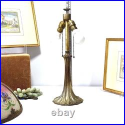 Miller Antique Slag Glass Art Nouveau Reverse Painted Floral Design Table Lamp