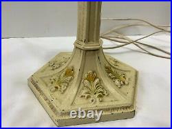 Miller Antique Table Lamp Double Socket Iron Slag Glass History Pull Chains