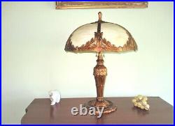Miller Bent Panel Slag Glass Double Light Lamp 1920's