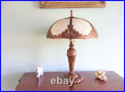 Miller Bent Panel Slag Glass Double Light Lamp 1920's