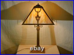 Miller & Co, Slag Glass Table Lamp Arts & Crafts Era