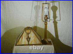 Miller & Co, Slag Glass Table Lamp Arts & Crafts Era