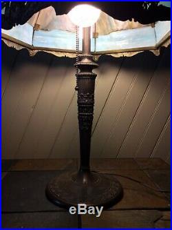 Miller Glass Company Slag Glass Table Lamp ML Co 233 Hand Painted