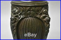 Miller Lamp Co. Slag Panel Glass Base with Three Sockets Floral Motif