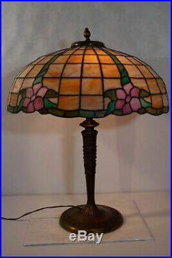 Miller slag glass lamp, with floral design. C. 1910