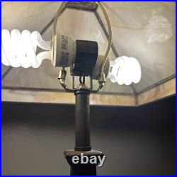 Mission Arts & Crafts Slag Glass 23 Lamp Bronzed Tone Heavy Art Deco Base