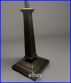 Mission Arts & Crafts Slag Glass 23 Lamp Bronzed Tone Heavy Art Deco Base