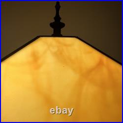 Mission Arts & Crafts Slag Glass 23 Lamp Bronzed Tone Heavy Art Deco Base