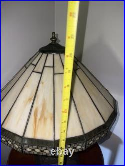 Mission Style 23 Table Lamp With Slag Glass Shade