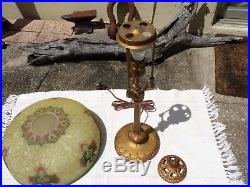 Mission arts craft pittsburgh lamp slag stained leaded glass handel tiffany era