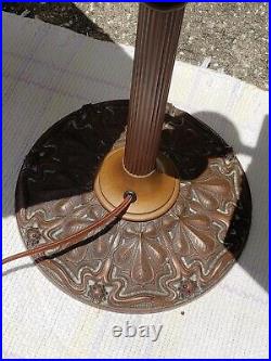 Mission arts craft slag stained glass lamp handel bradley hubbard miller tiffany