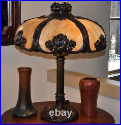Monumental Arts & Crafts Hand Hammered Slag Glass Lamp Stickley Style Adirondack