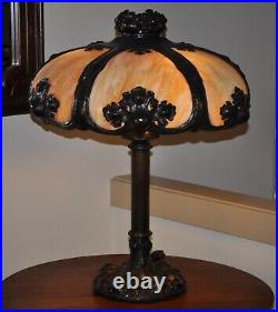Monumental Arts & Crafts Hand Hammered Slag Glass Lamp Stickley Style Adirondack