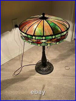 Morgan & Sons Leaded Lamp, Slag, Stained Glass Shade, Arts Crafts, Handel Lamp Era