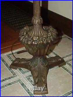NICE Antique Bradley & Hubbard B&H Leaded Slag Art Glass Handel Era Floor Lamp