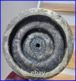 NICE Handel Silver Slag Stained Glass Reverse Painted Shade Lamp Base with Ring