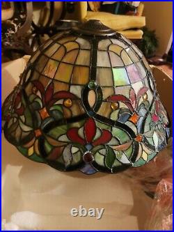 NiB Huge TIFFANY STYLE SLAG GLASS STAINED GLASS TABLE LAMP